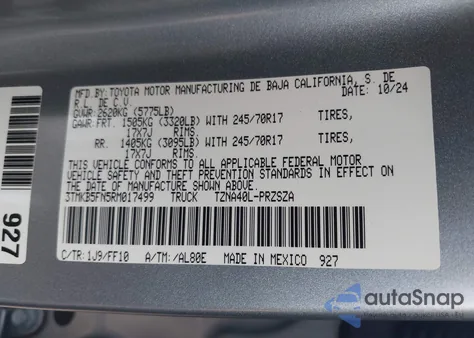 2024 Toyota Tacoma Sr5 2Wd from USA, damaged, VIN 3TMKB5FN5RM017499